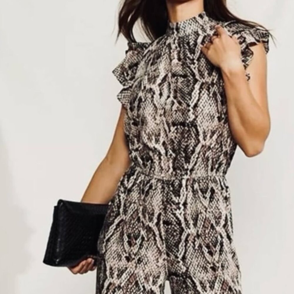 2/$30 1. STATE Animal Print Snakeskin Python Jumpsuit Sleeveless Ruffle #A1205